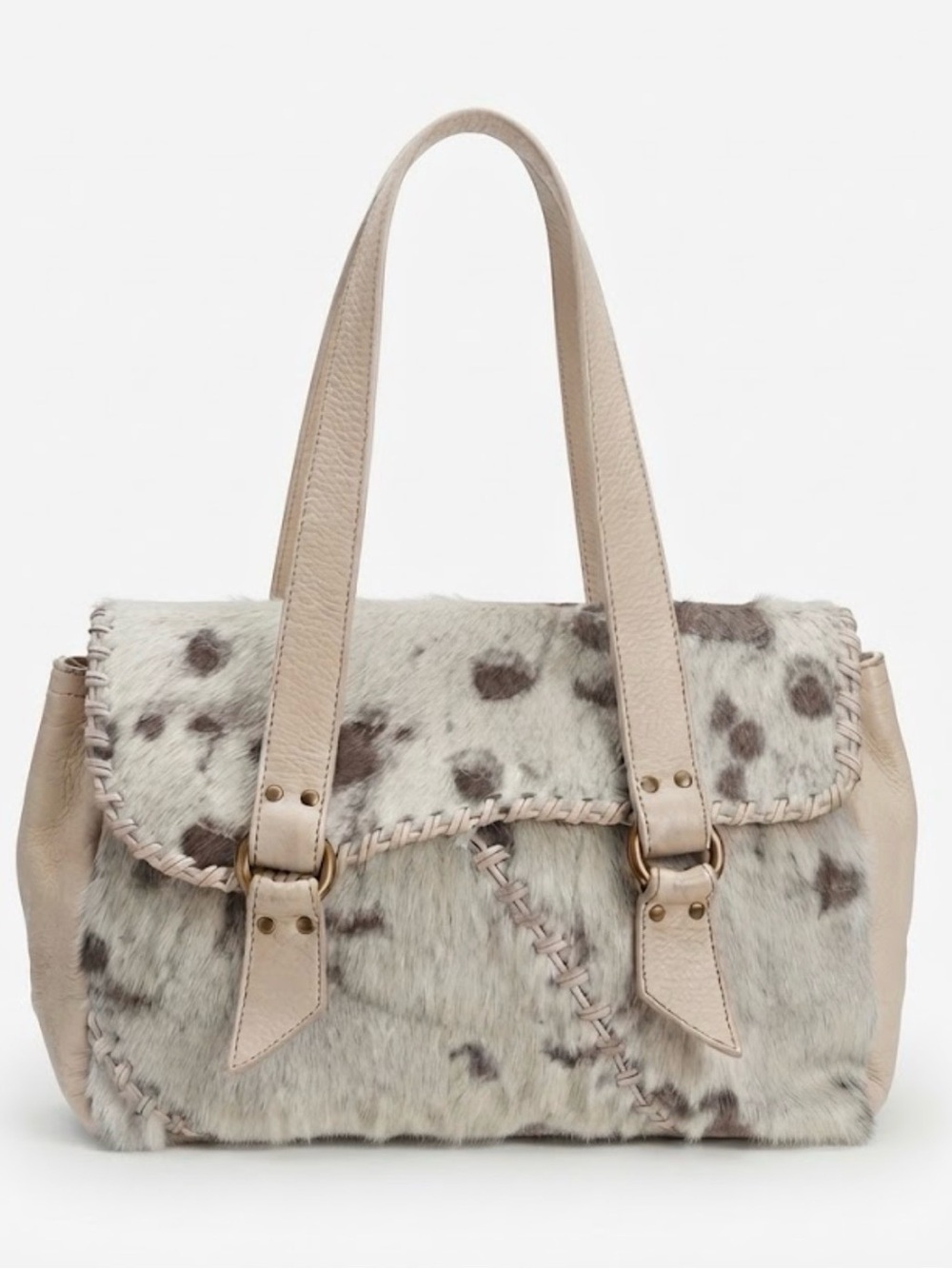 Roberta Gandolfi Italian Calf Hair Leather Shoulder Bag Cow Print
